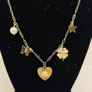 Jennifer Behr Gold Charm Necklace